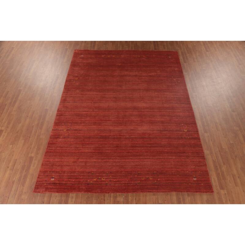 Striped Gabbeh Oriental Area Rug Handmade Bedroom Silk Carpet - 8'5"x 11'7"
