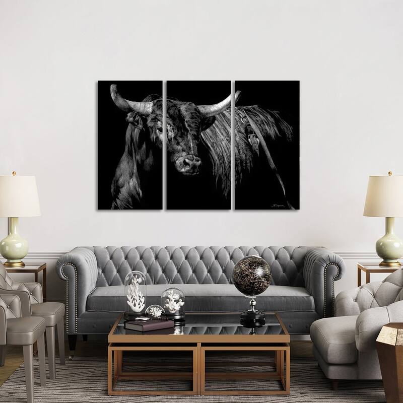 iCanvas "Brindle Rodeo Bull" by Julie T. Chapman 3-Piece Canvas Wall Art Set - 40x60x1.5