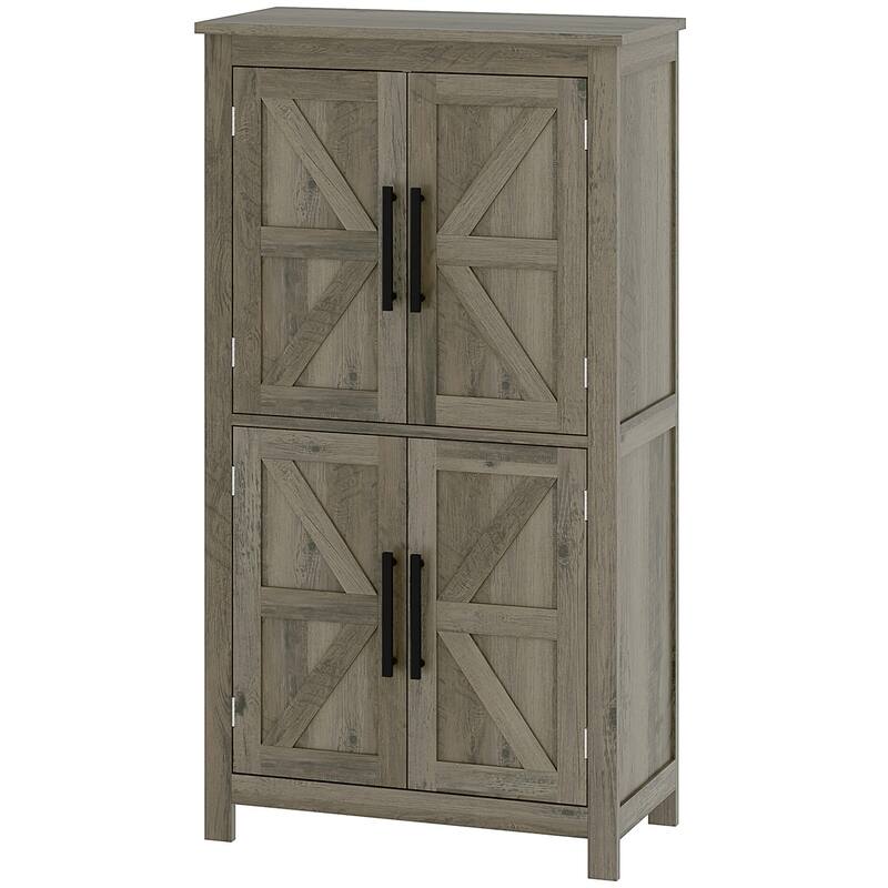 MDF Bathroom Cabinet with Four-Tier Shelves and Adjustable Storage and Protective Foot Pads - 23.6" L x 11.8" W x 43.3" H - Grey
