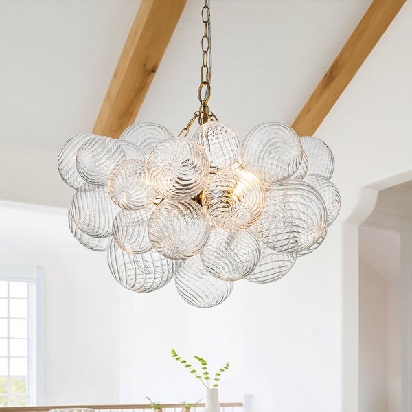 Luxury Ribbed Glass Globe Cluster Bubble Chandelier Brass Nickel Bed Bath Beyond 38207776