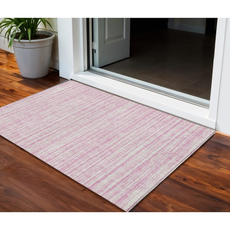 HomeRoots Striped Transitional Rectangle Outdoor Rug - 3' x 5'
