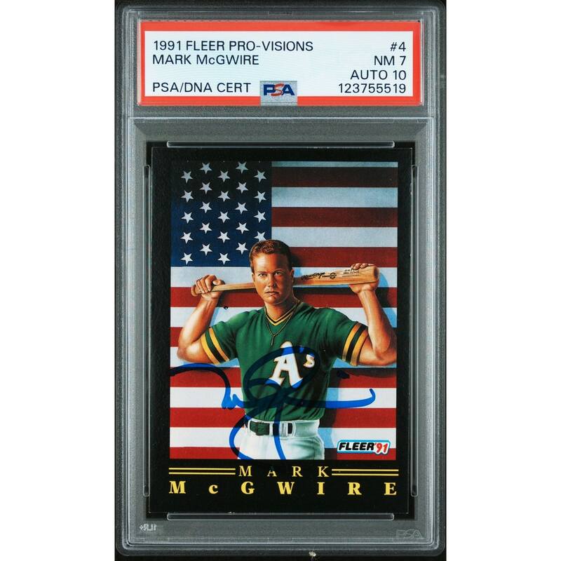 Mark McGwire 1991 Fleer Pro-Visions Signed Baseball Card #4 Graded PSA 7 Auto 10 Cert # 123755519 - 8' x 11'