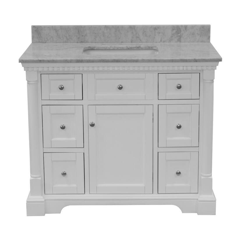 KitchenBathCollection Sydney 42" Bathroom Vanity with Carrara Marble Top