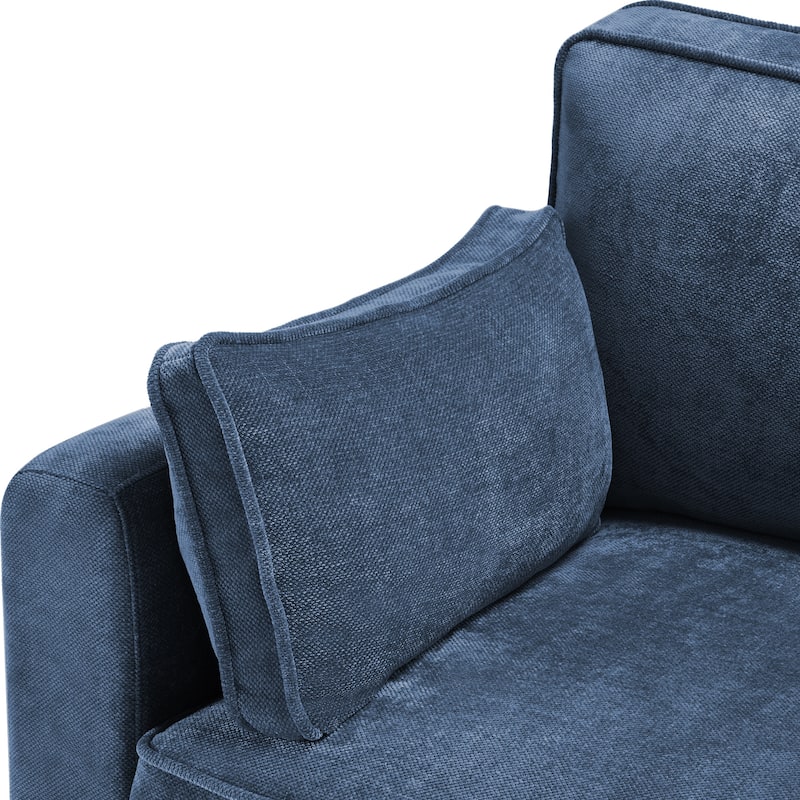 81" Modern Corduroy 3 Seater Sofa, Polyester Rectangle Upholstered Sofa with Wood Base for Living Room - 81"W X 33"D X 26"H