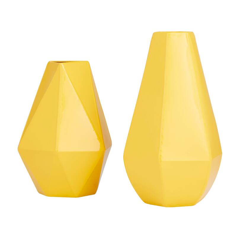 CosmoLiving by Cosmopolitan Metal Geometric Vase (Set of 2) - Blue, Cream, Yellow or White