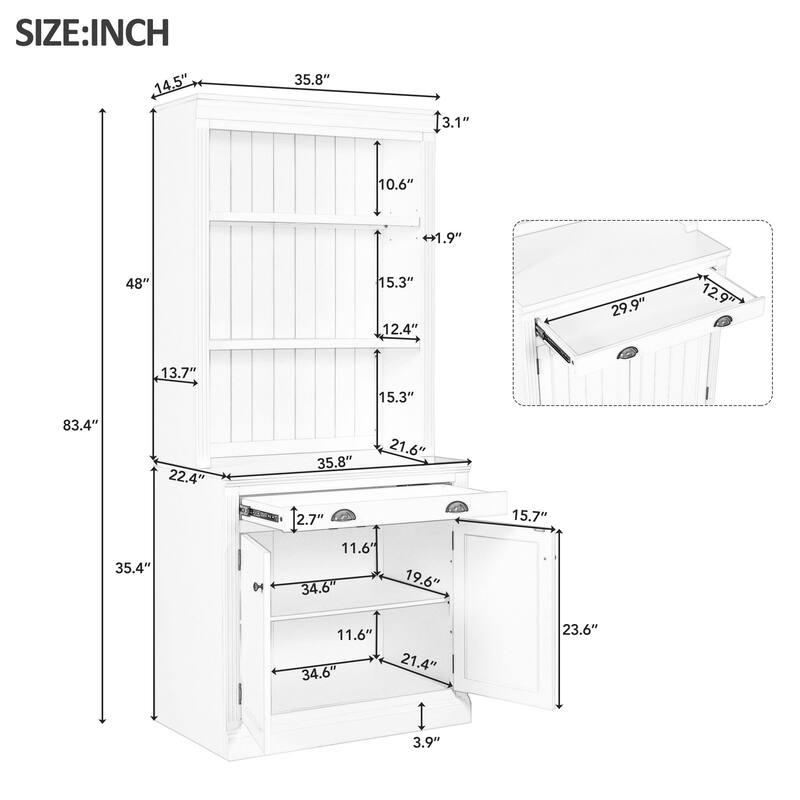 Tall Bookshelf Suite,Modern Bookcase Suite 2-Piece Set Storage Bookcase 2 Drawer and Open Shelves,for Home Office,White