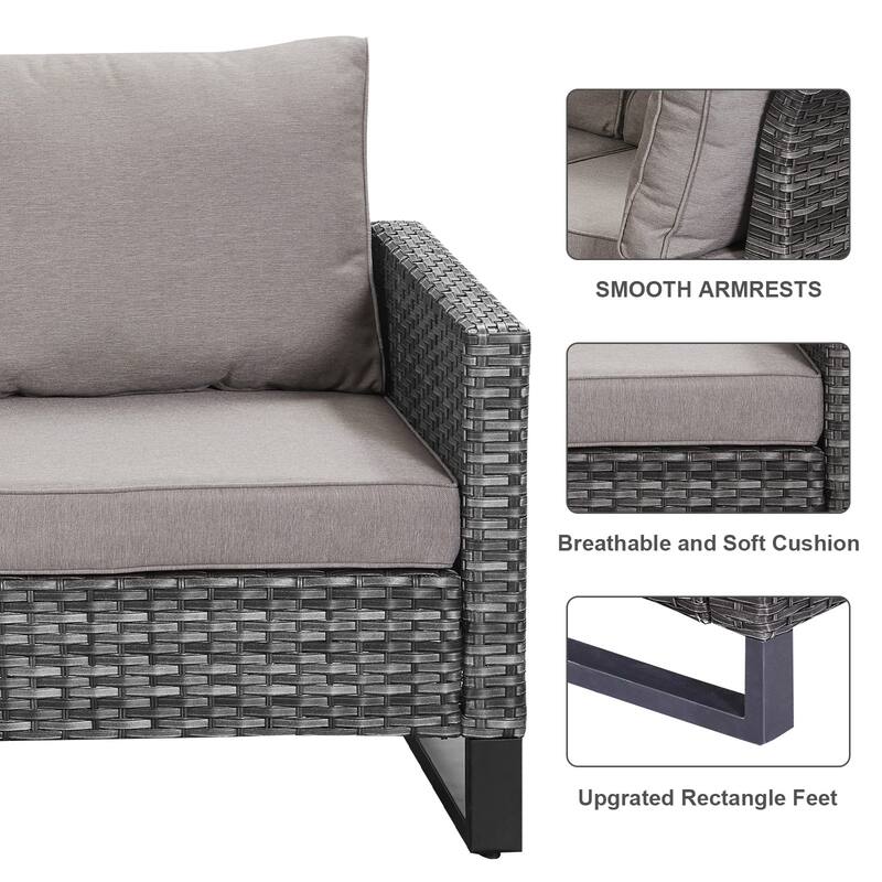 Patio Conversation Set 9 Piece with Propane Fire Pit Table