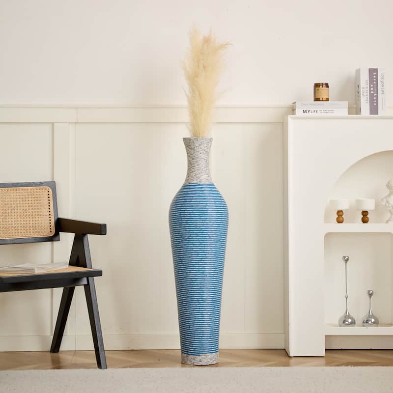 39-Inch Tall Standing Designer Floor Vase- Durable Artificial Rattan - Elegant Two-Ideal Decor Accent