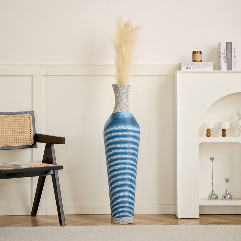 Hand-Woven PVC Rattan Floor Vase