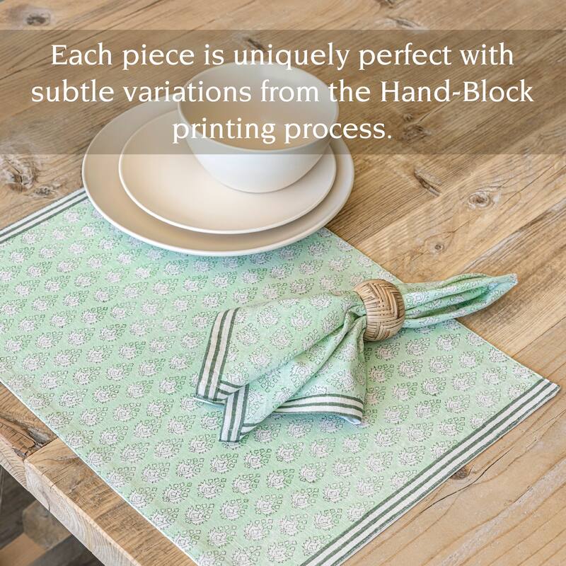 over&back Hand-Blocked 100% Cotton Placemats - Machine Washable - Set of 4