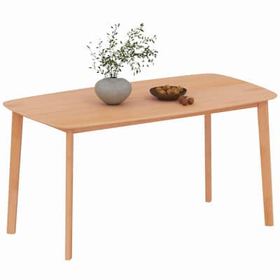 HOMCOM Solid Wood Dining Table for 6 People, 47" Long Rustic Rectangular Kitchen Table with Large Tabletop for Dining Room