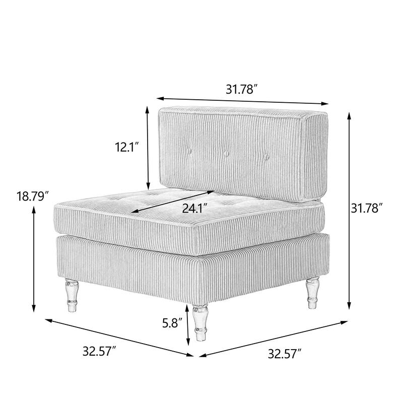 32.57" W Upholstered Corduroy Armless Accent Chair