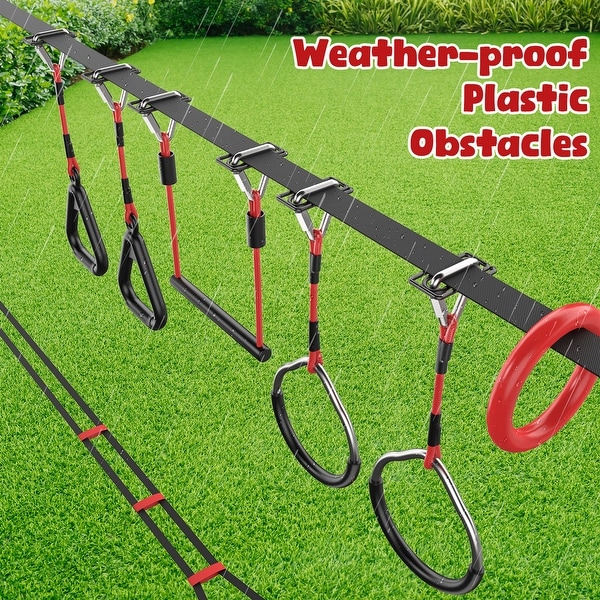 Ninja Warrior Obstacle 40の長さの安全のための8つの調整可能なツインギアラチェット付きスラックラインキットと子供と大人のためのツリープロテクターとキ : American Ninja Warrior 40\u0027 Extreme Ninjaline Kit w