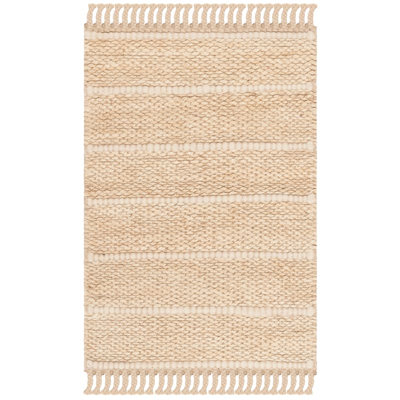 SAFAVIEH Handmade Natural Fiber Kamila Jute Tassel Rug - 2' x 3' - Ivory/Ivory