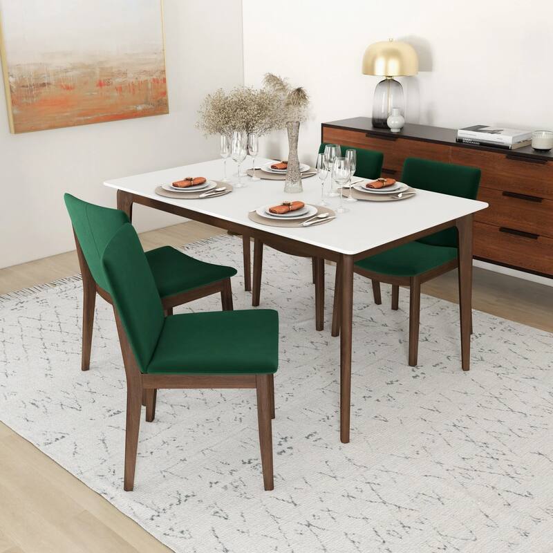 GDFStudio - Laura Mid-Century Modern Solid Wood Dining Chair Set with Upholstered Fabric, Set of 2 - 20"