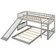 preview thumbnail 9 of 11, Gray Twin over Twin Size Solid Wood Bunk Bed with Slide and Ladder for Kids, Boys and Girls, Bedroom
