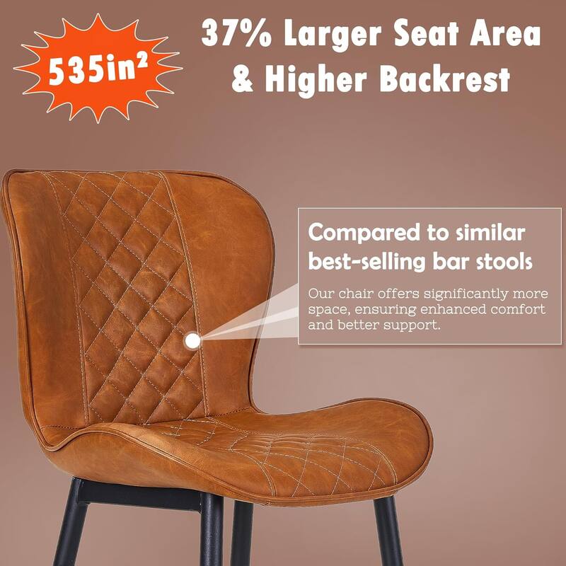 Javlergo Bar Stool Set of 2/4/6, Counter Height Kitchen Bar Stools with Back, Armless PU Leather Barstools