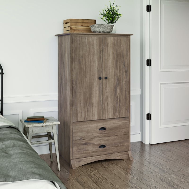 Porch & Den Commerce Black 2-drawer Armoire - 31.5" W x 58.75" H x 22" D