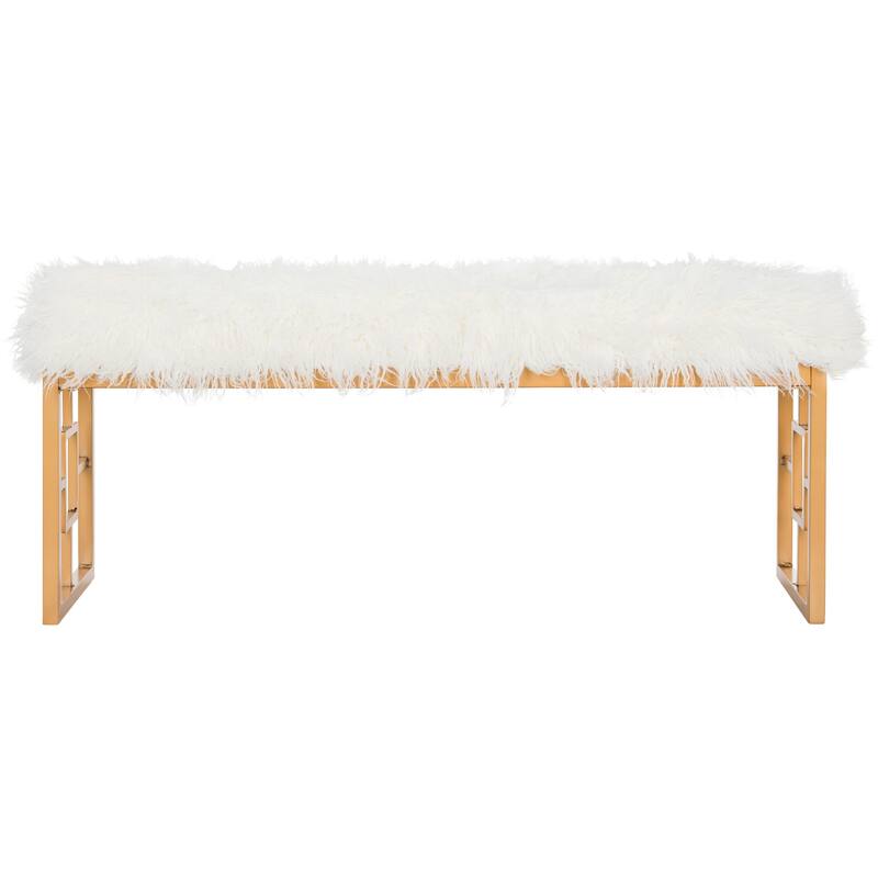 SAFAVIEH Melody White Faux Sheepskin Bench - 48Wx16Dx20H