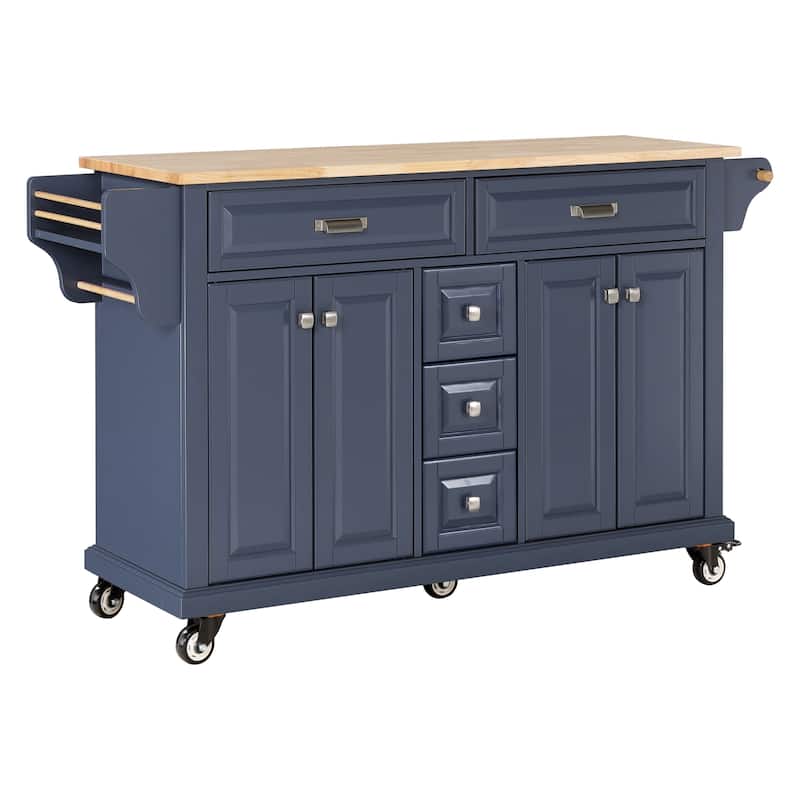 Kitchen Cabinet with Adjustable Shelves, Kitchen Island with Drawers, Kitchen Storage Cart with Built-in Spice Rack