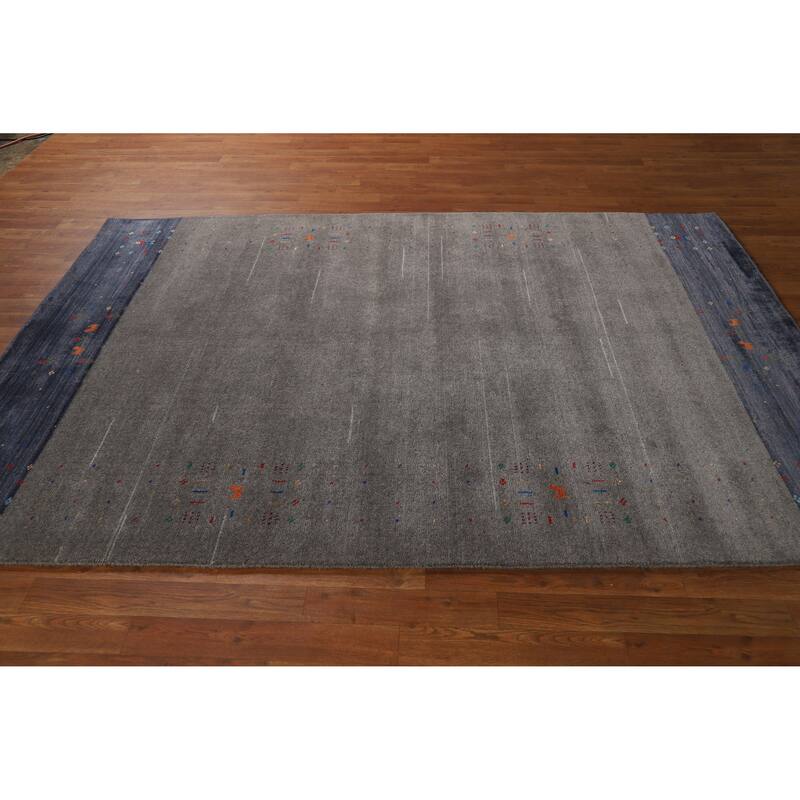 Hand Knotted Oriental 100% Wool Carpet Tribal Tribal Greys & Charcoal Gabbeh Area Rug - 8' 1'' X 5' 6''