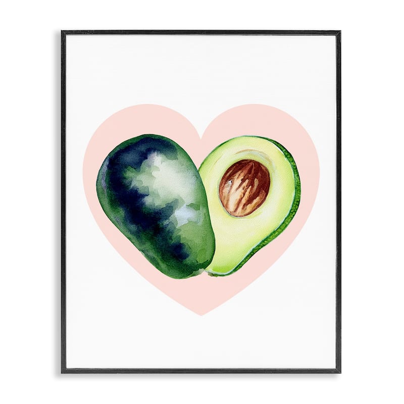 Stupell Heart Shaped Avocado Framed Giclee Art Design By Lil' Rue - 16 x 20 - Black