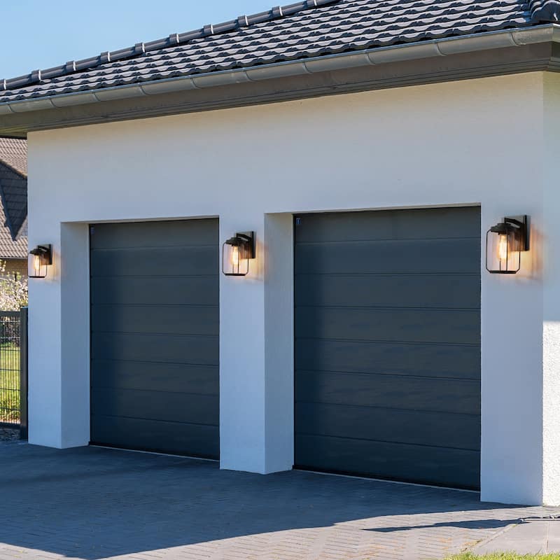 Modern Farmhouse Black Outdoor Wall Sconce Barn Wall Lanterns with Clear Glass for Garage/ Porch - D 4.5"x H 10"