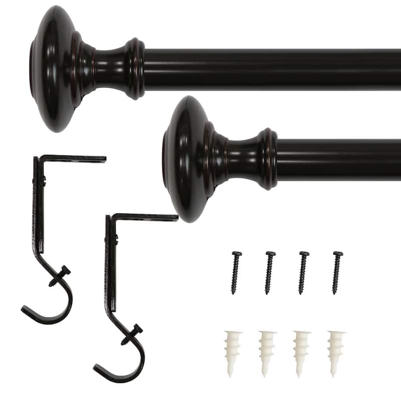 Lumi 1" Single Curtain Rod Brushed Nickel /Oil Rubbed Bronze- Knob - 36"-72" - Oil Rubbed Bronze