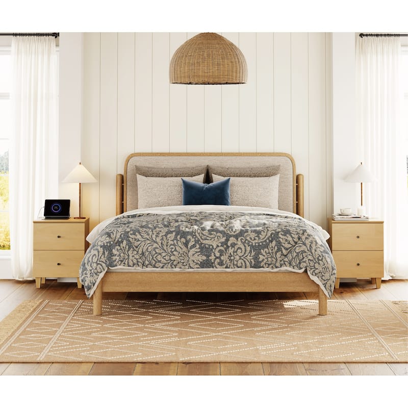 2 Drawer Nightstands with Charging Station for Bedroom