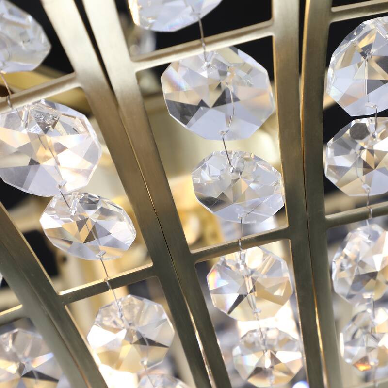 Simple Living Room Crystal Chandelier Hanging Pendant Light Fixtures with Adjustable Hanging Chain, Flush Mount Ceiling Light