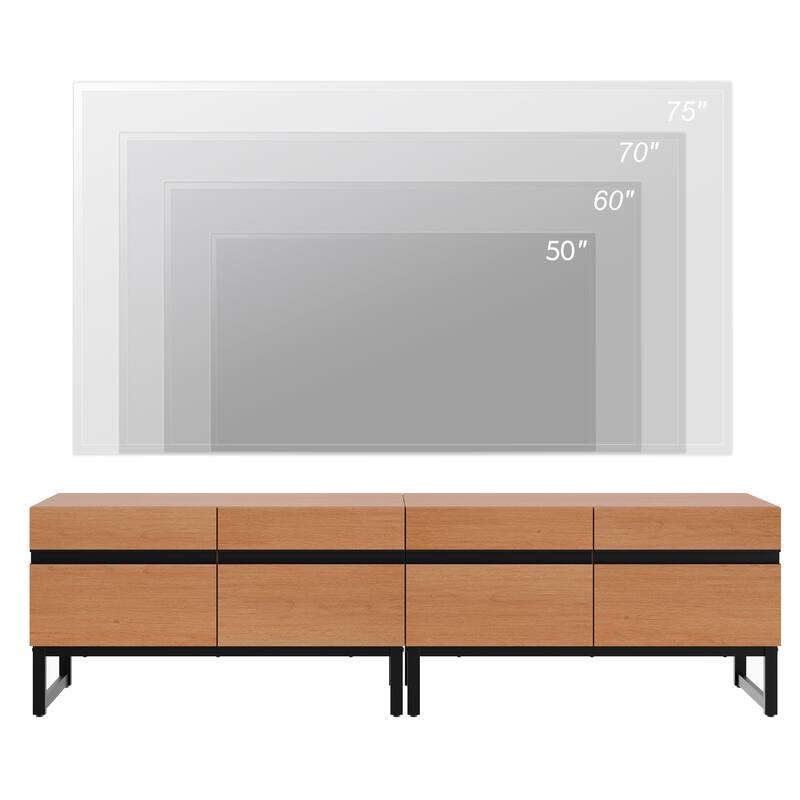 WAMPAT Modern TV Stand with Storage Cabinets, Wood Entertainment Center Media Console Table with Metal Legs for Living Room