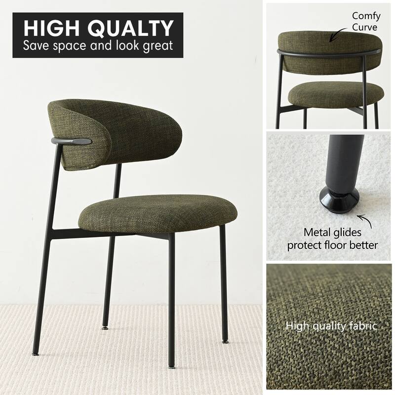 Upholstered Dining Chair With Metal Legs (Set of 2)