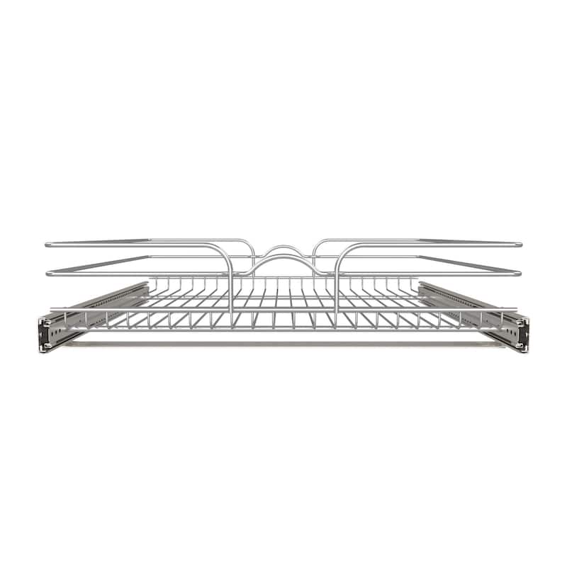 Rev-A-Shelf Pullout Single Basket Organizer for Kitchen Cabinets, 24 x 22 In, 5WB1-2422CR-1 - 23.5"W x 22"D x 6"H