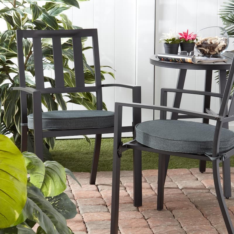 Greendale Home Fashions 18" Round Outdoor Chair Pad (Set of 2) - Carbon