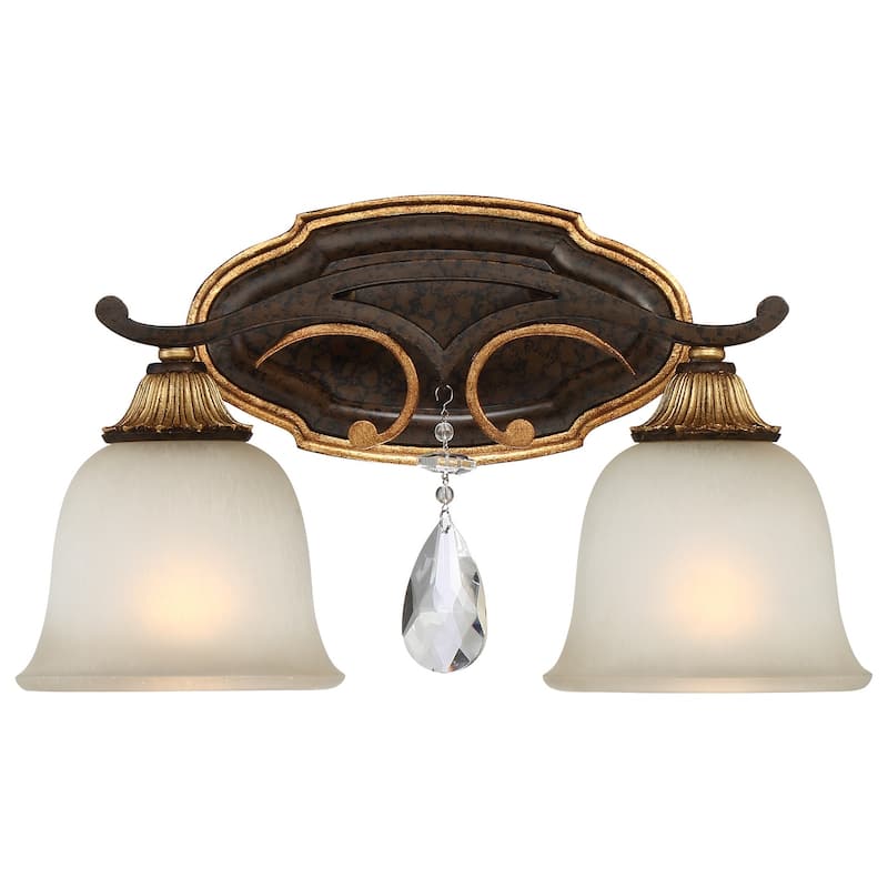 Metropolitan 2 Light 16" Wide Bathroom Vanity Light with Driftwood - Raven Bronze with Sunburst Gold Highlights