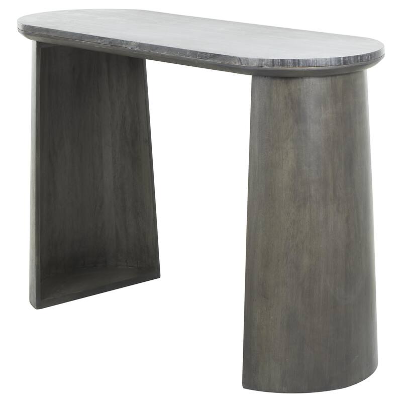 Mango Wood Oval Console Table with Curved Flared Legs - Dark Gray - Roche River Decor