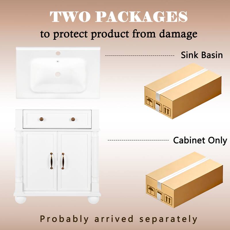 28-36 inch Transitional Single Bathroom Vanity with Ceramic Sink