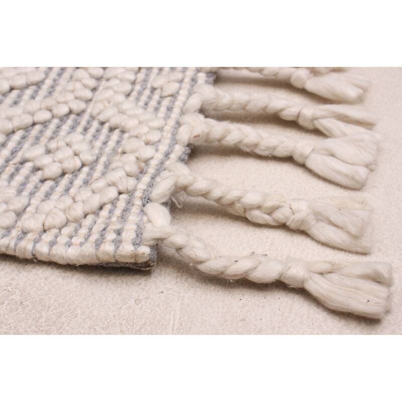 ECARPETGALLERY Braid weave Sienna Cream Wool Rug - 3'0 x 5'0