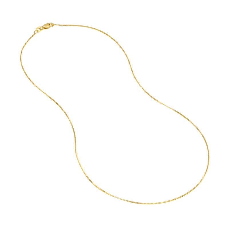 Curata 14k Yellow Gold 0.66mm Box Chain Necklace (Lobster)