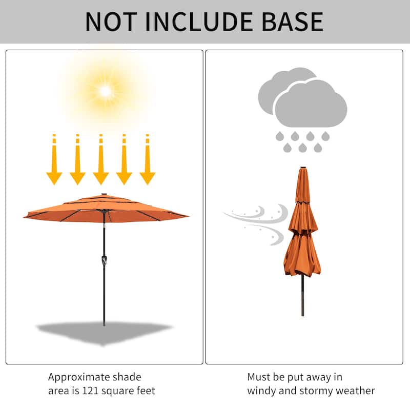 Clihome 11-Ft Outdoor Umbrella Patio UV Protection Umbrella Without Base