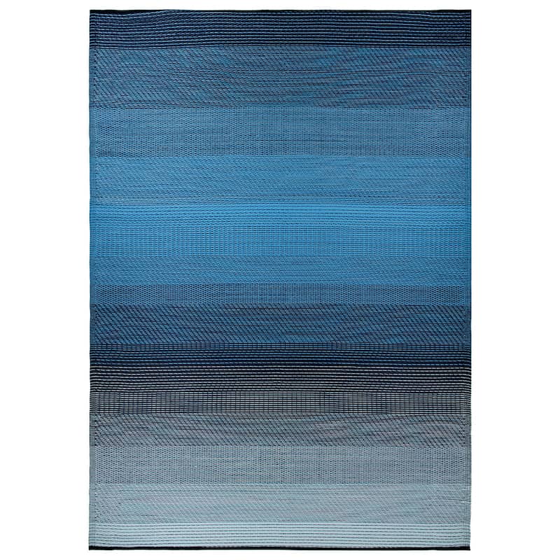 World Rug Gallery Contemporary Stripe Shade Geometric Reversible Recycled Plastic Outdoor Rugs