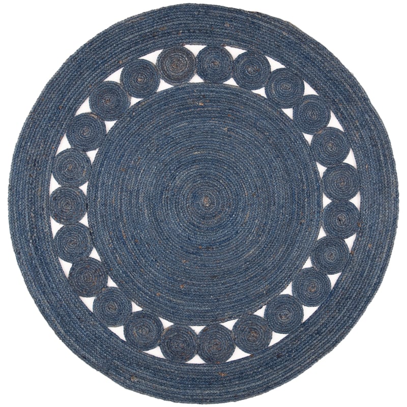 SAFAVIEH Handmade Natural Fiber April Jute Rug - 4' Round - Navy