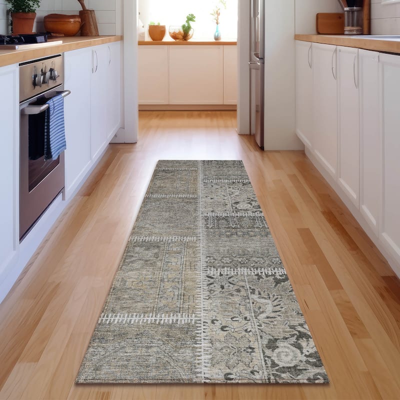 Premium Washable Super Soft Vintage Patchwork Mayfield Rug - Taupe - 2' 3" x 7' 6" - Runner