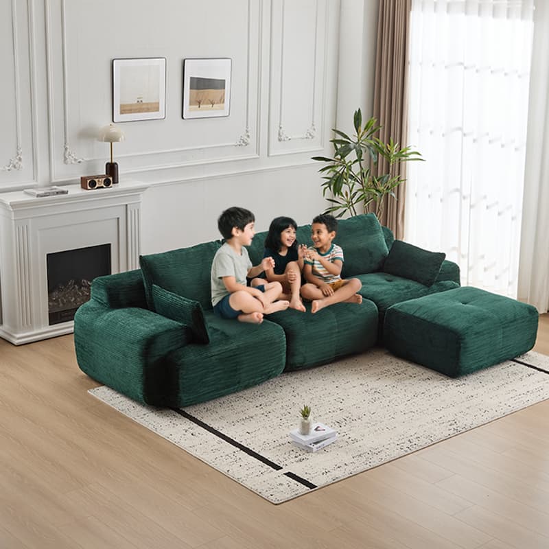 Memory Foam Compressed Sofa,Large Sectional Couches,Pet-Friendly Cloud Modular Sectional Sofa,Extra Deep Loveseat