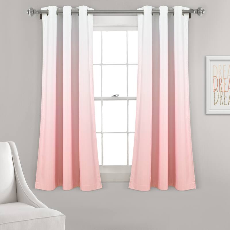 Porch & Den Millbrook Ombre Blackout Grommet Top Curtain Panel Pair - 63 Inches - Blush
