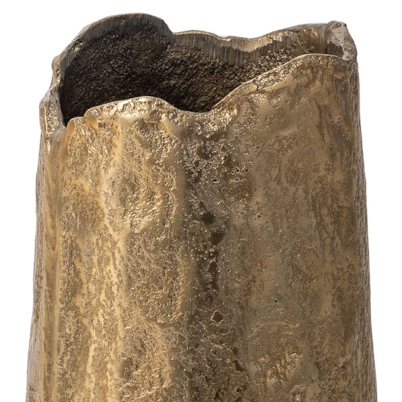 10" Gold Hammered Cylinder Aluminum Table Vase - 5