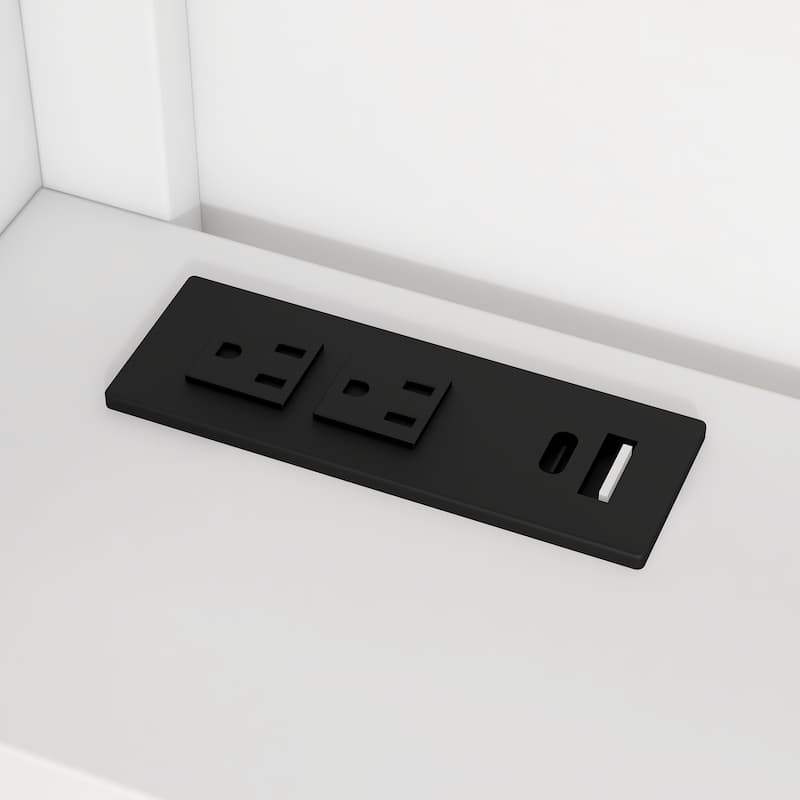 Twin Size Wood Daybed with Storage Shelves, Upholstered Backrest,USB and Trundle, White