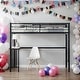 preview thumbnail 1 of 46, Twin Metal Bunk Bed with Build-in Study Desk, Ladder and Guardrails, Minimal Industrial Appeal Black