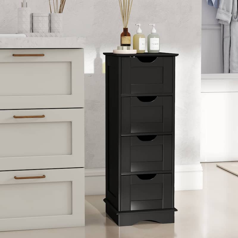 Costway Bathroom Storage Cabinet with 4 Drawers Cut-out Handles - See Details