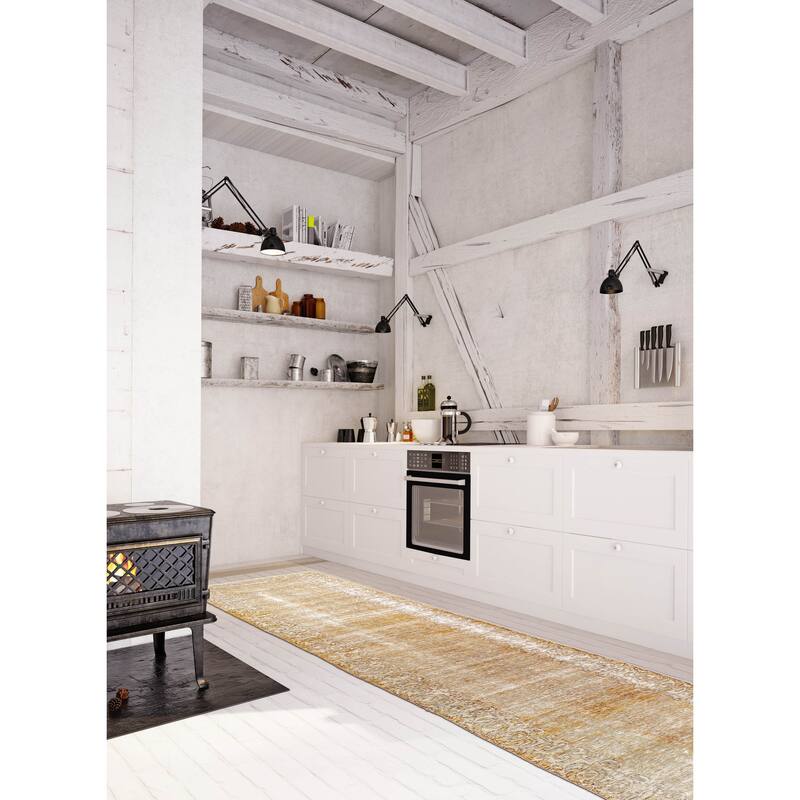 ECARPETGALLERY Hand-knotted Antalya Vintage Tan Wool Rug - 2'4 x 12'8